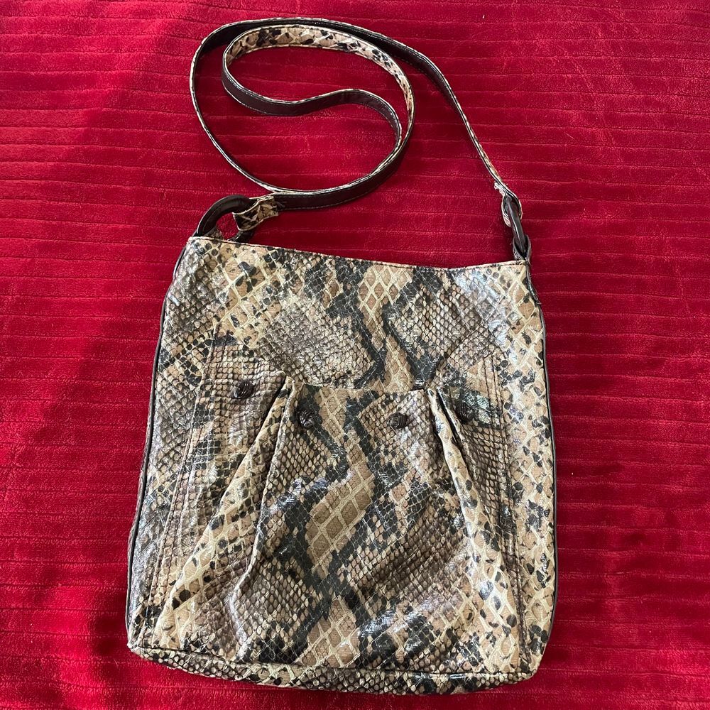 FALCHI by Carlos Falchi Crossbody Bag Faux snake‎ Tan Brown purse shoulder bag